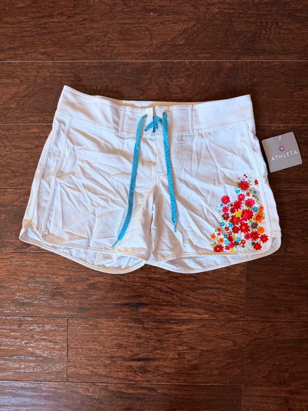 Athleta Trestles Floral Board Shorts White Size 4 NWT Style 906307 Beach Swim